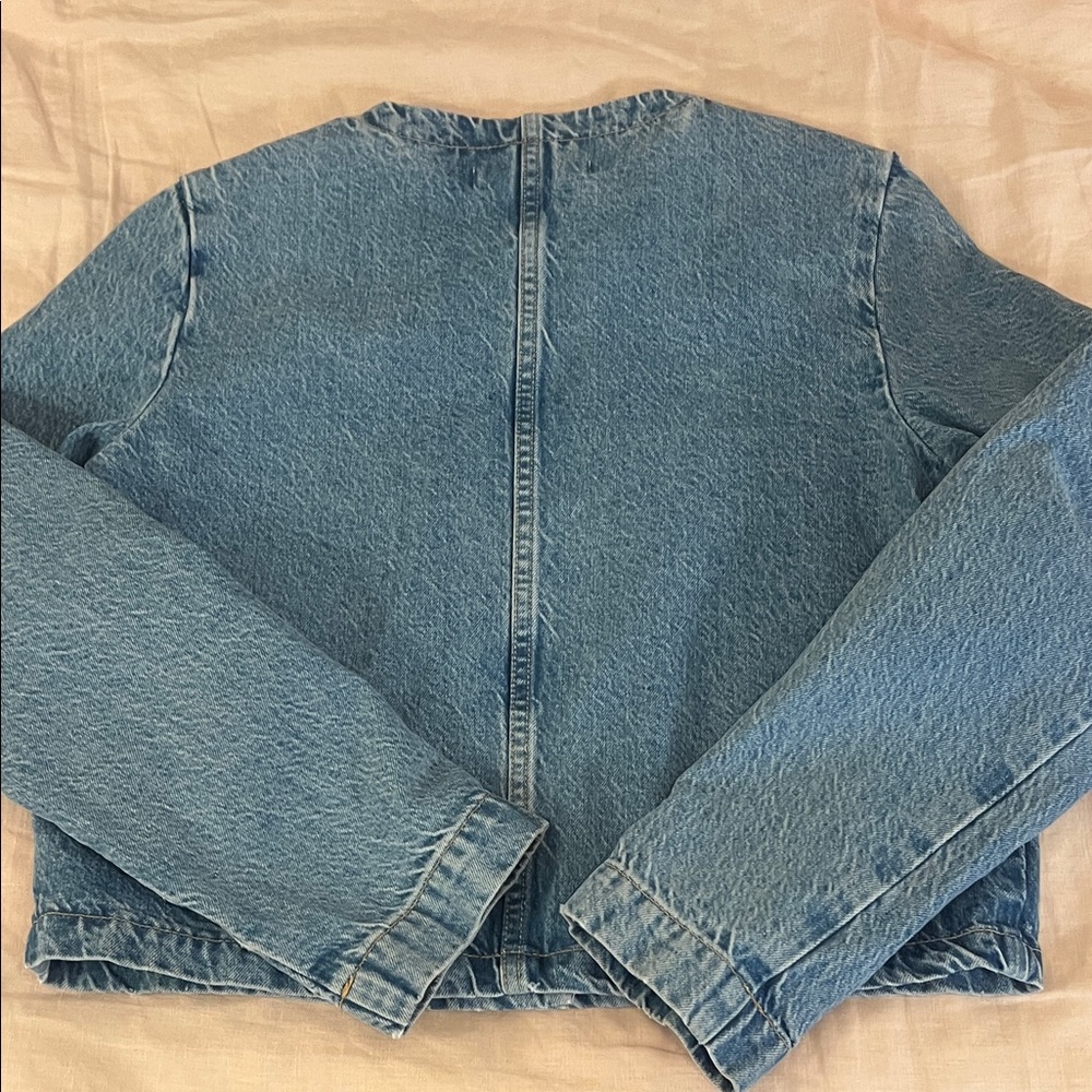Zara structured boxy Light Blue Denim Blazer Jean Jacket - Picture 5 of 5